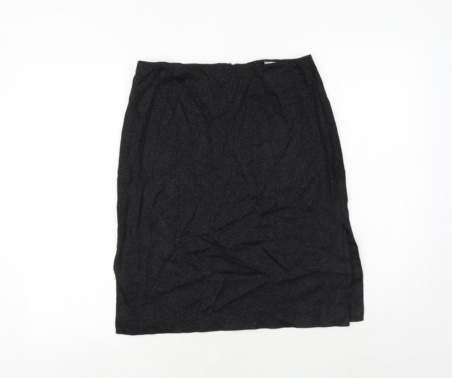 Warehouse Womens Black Cotton A-Line Skirt Size 12 Zip