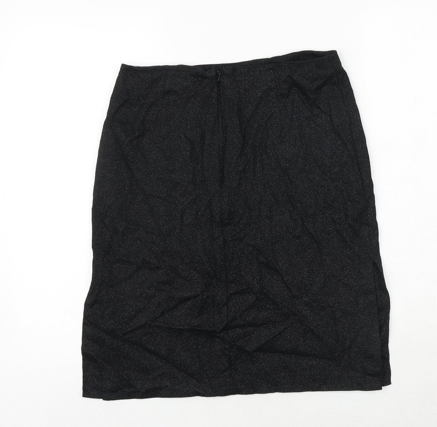 Warehouse Womens Black Cotton A-Line Skirt Size 12 Zip