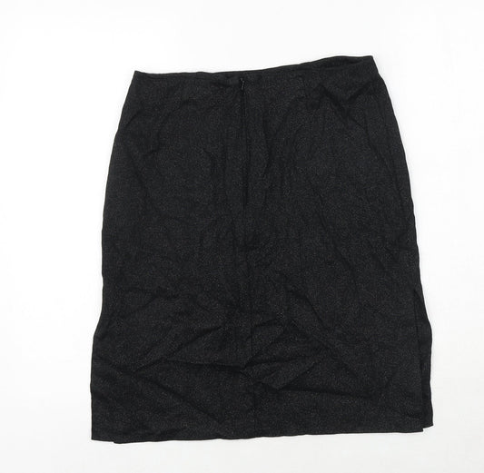 Warehouse Womens Black Cotton A-Line Skirt Size 12 Zip