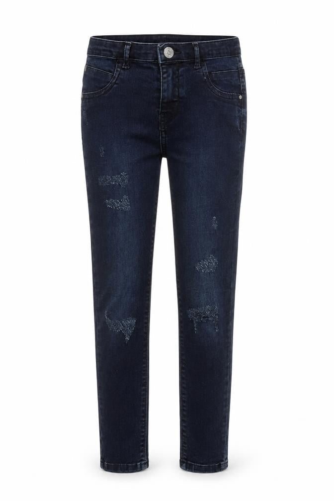 River Island Girls Blue Cotton Skinny Jeans Size 8 Years Regular Zip