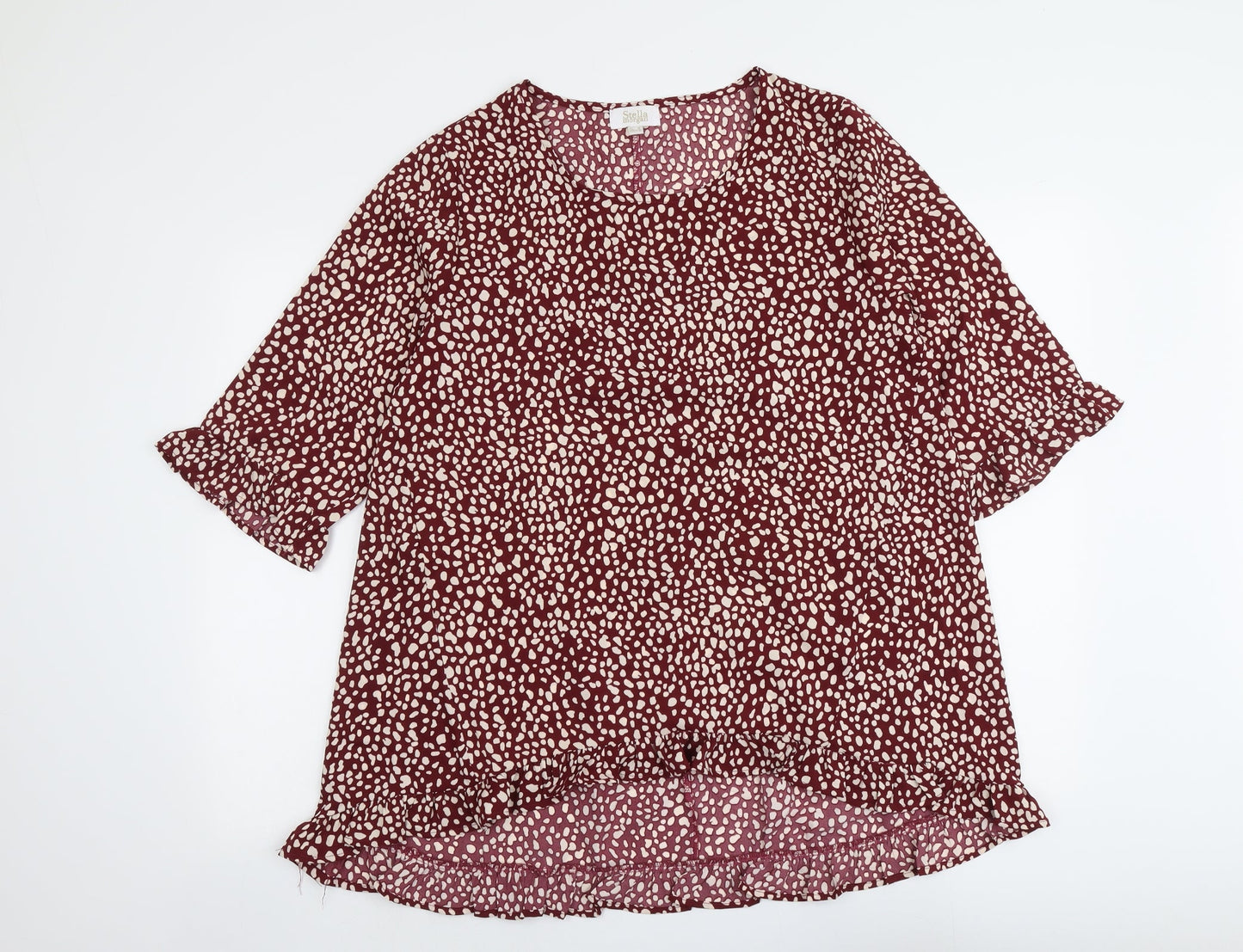 Stella Morgan Womens Purple Geometric Polyester Basic Blouse Size 10 Round Neck
