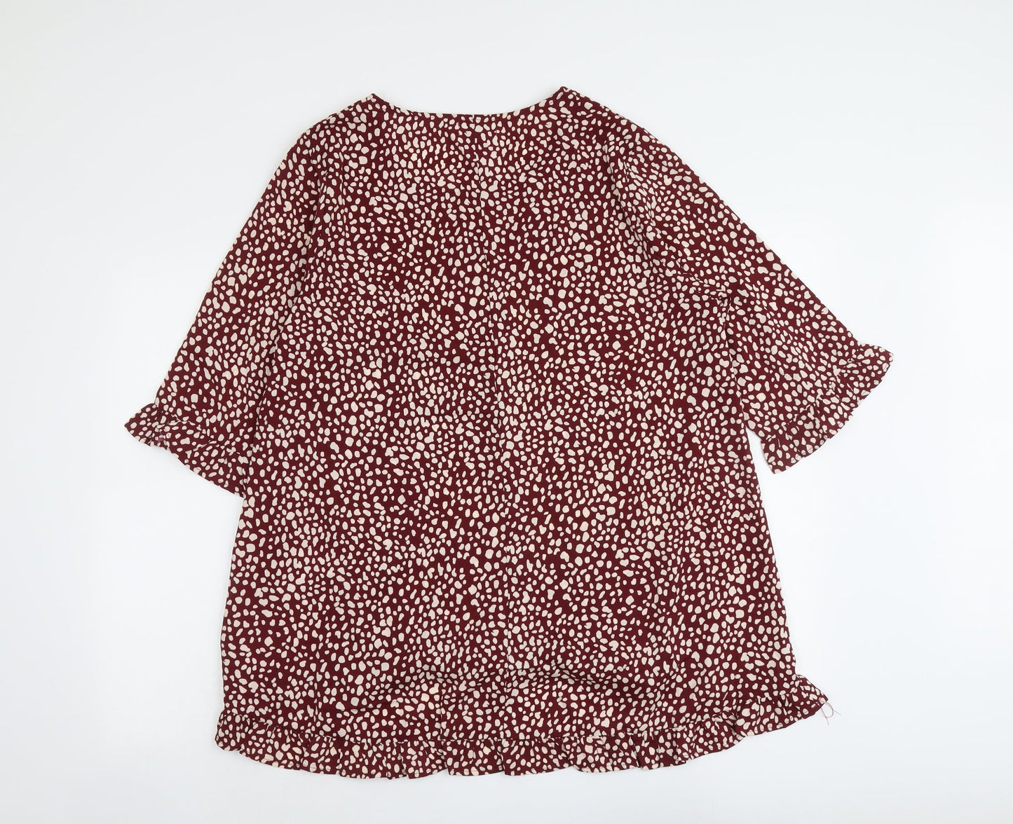 Stella Morgan Womens Purple Geometric Polyester Basic Blouse Size 10 Round Neck