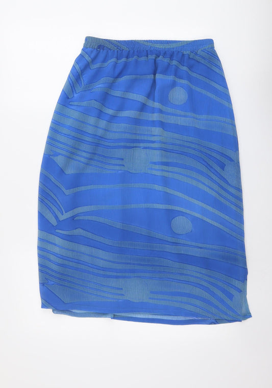 Doris Streich Womens Blue Geometric Polyester A-Line Skirt Size 16