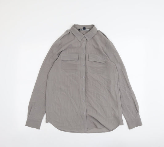 French Connection Womens Grey Polyester Basic Button-Up Size 6 Collared