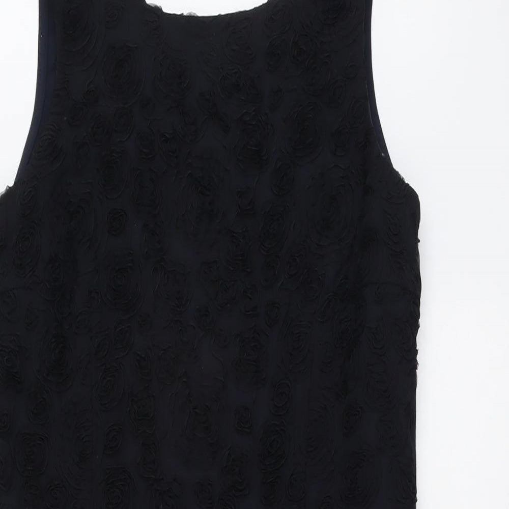 Avoca Womens Black Geometric Polyester A-Line Size 10 Round Neck Pullover
