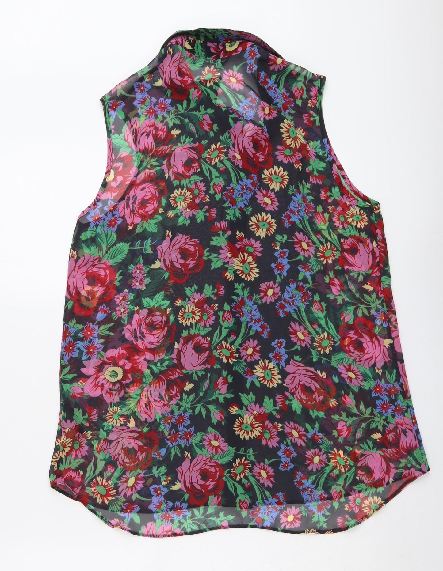 Dorothy Perkins Womens Multicoloured Floral Polyester Basic Button-Up Size 12 Collared