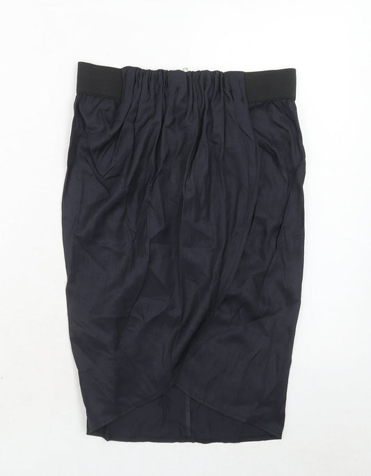 Topshop Womens Blue Viscose A-Line Skirt Size 10 Zip