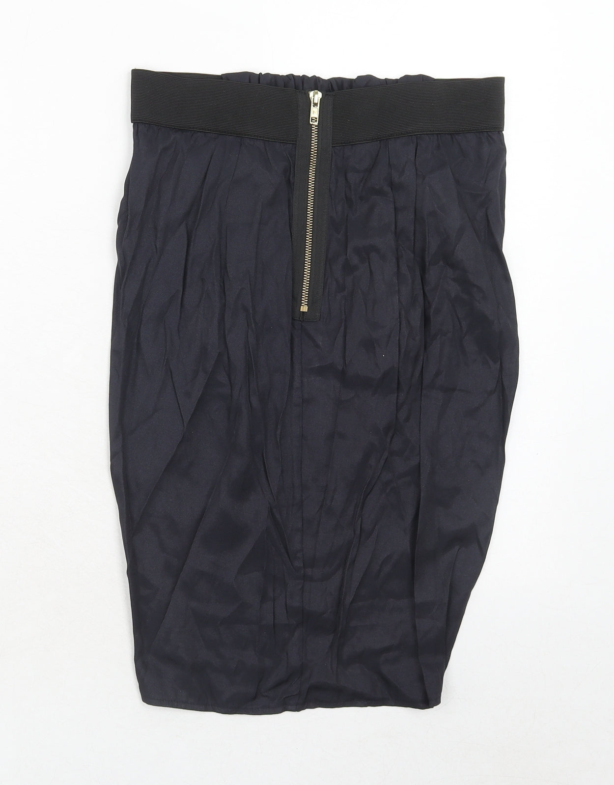 Topshop Womens Blue Viscose A-Line Skirt Size 10 Zip
