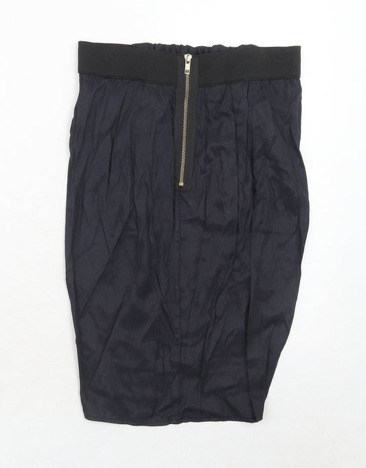 Topshop Womens Blue Viscose A-Line Skirt Size 10 Zip