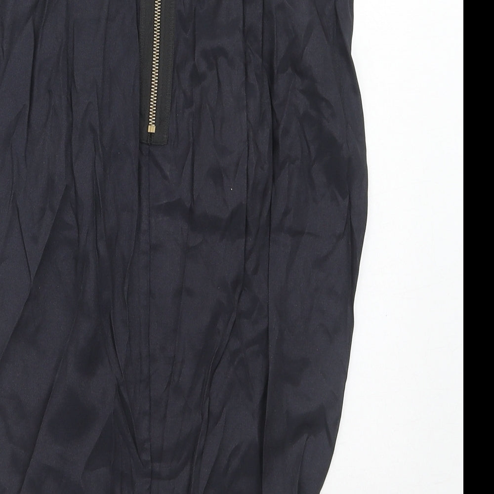 Topshop Womens Blue Viscose A-Line Skirt Size 10 Zip