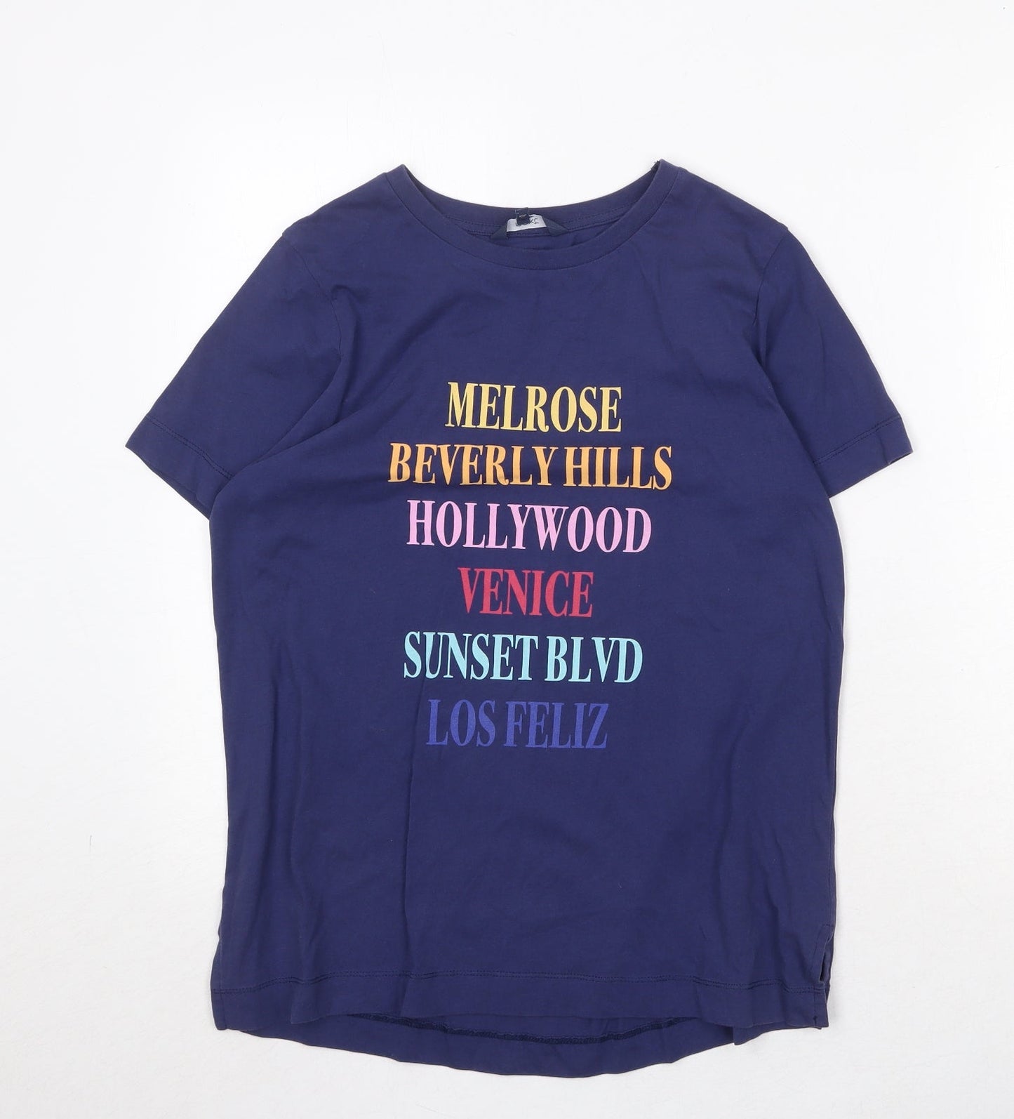 NEXT Womens Blue Viscose Basic T-Shirt Size 14 Round Neck - Los Angeles