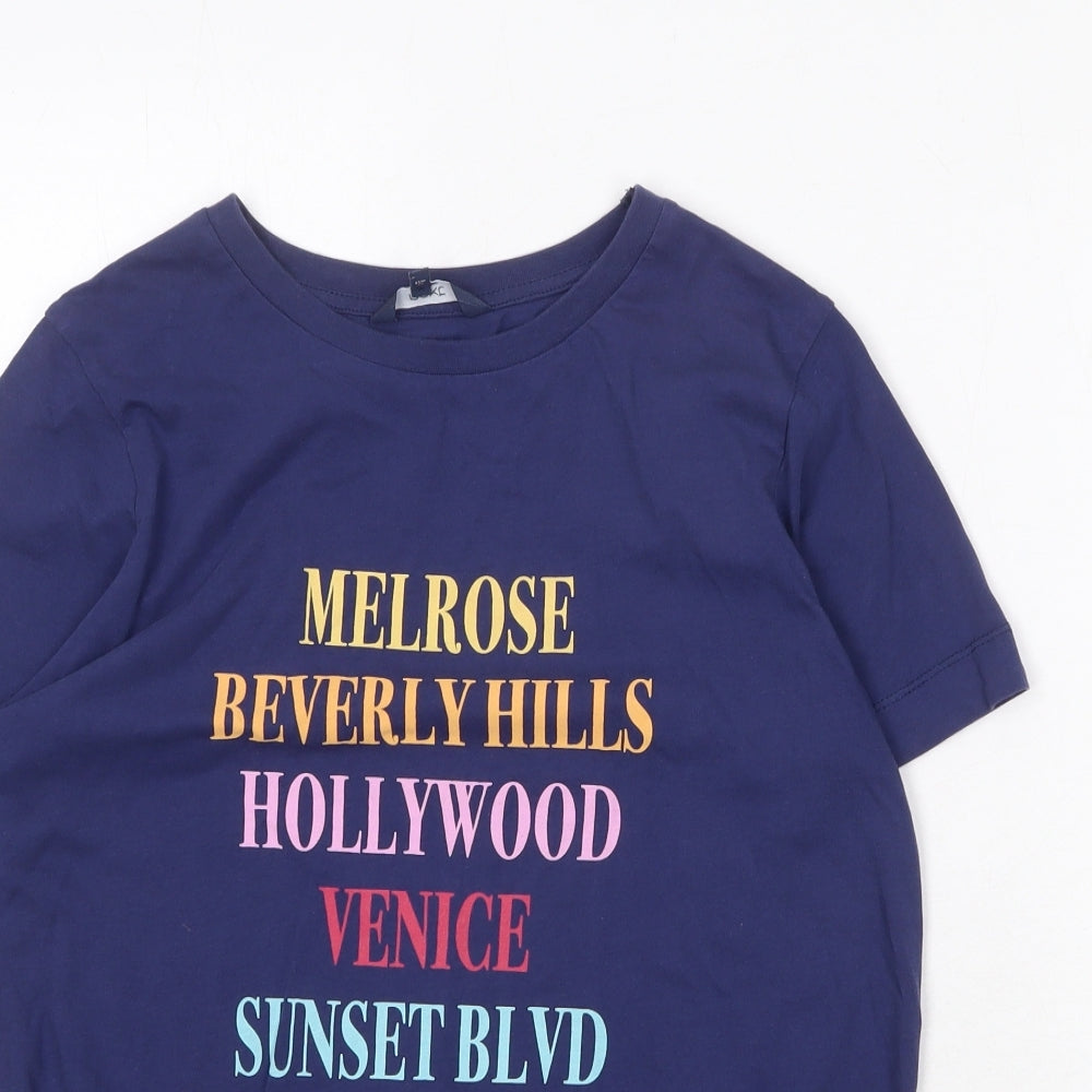 NEXT Womens Blue Viscose Basic T-Shirt Size 14 Round Neck - Los Angeles