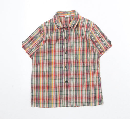 Adams Boys Multicoloured Plaid 100% Cotton Basic Button-Up Size 4 Years Collared Button