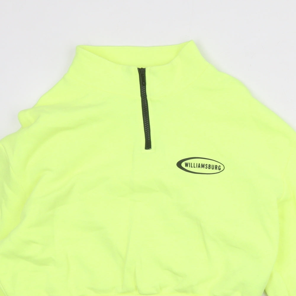 Divided by H&M Womens Yellow Cotton Pullover Sweatshirt Size M Zip - Williamsburg