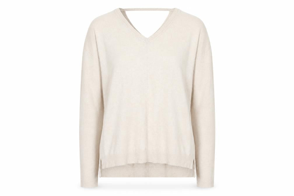 Marks and Spencer Womens Beige V-Neck Viscose Pullover Jumper Size 12