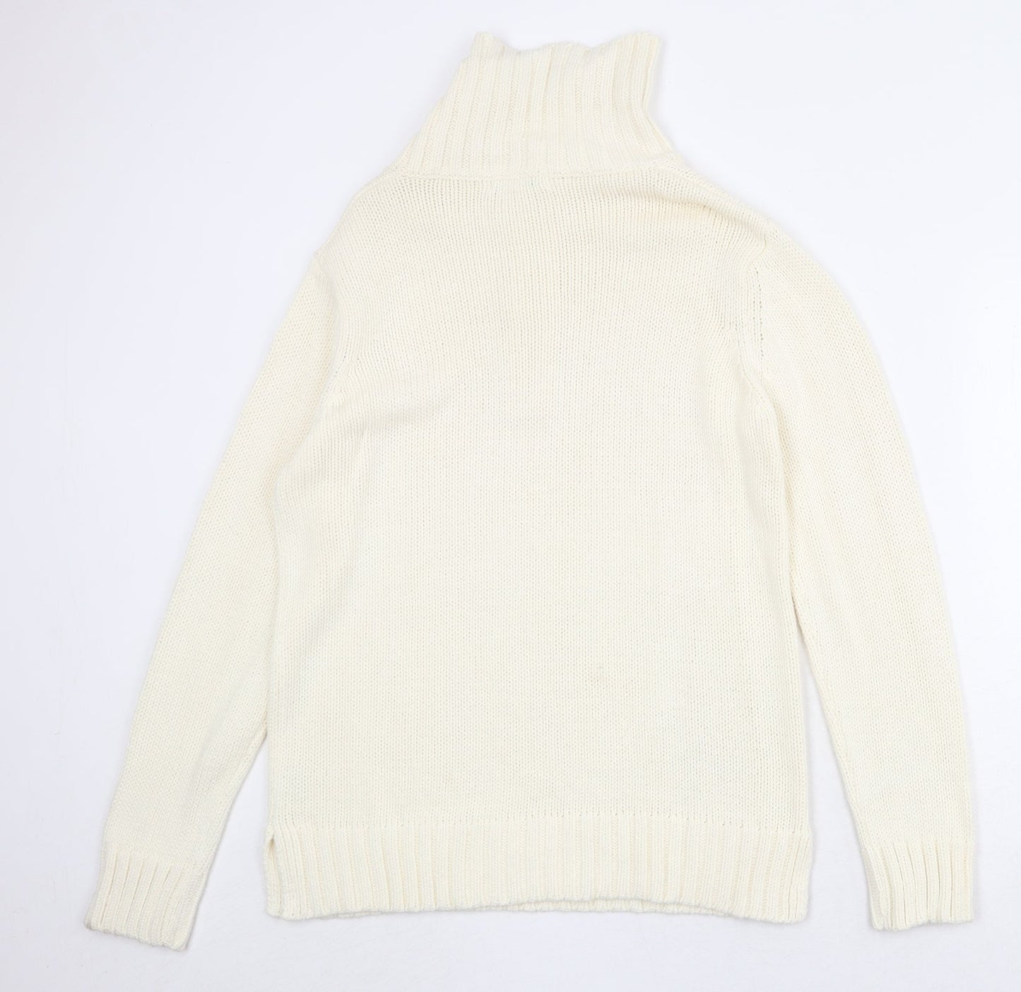 EA Womens Ivory High Neck Acrylic Pullover Jumper Size L