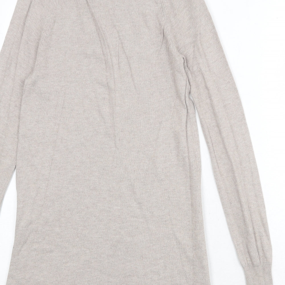 Marks and Spencer Womens Beige Viscose Jumper Dress Size XS Roll Neck Pullover