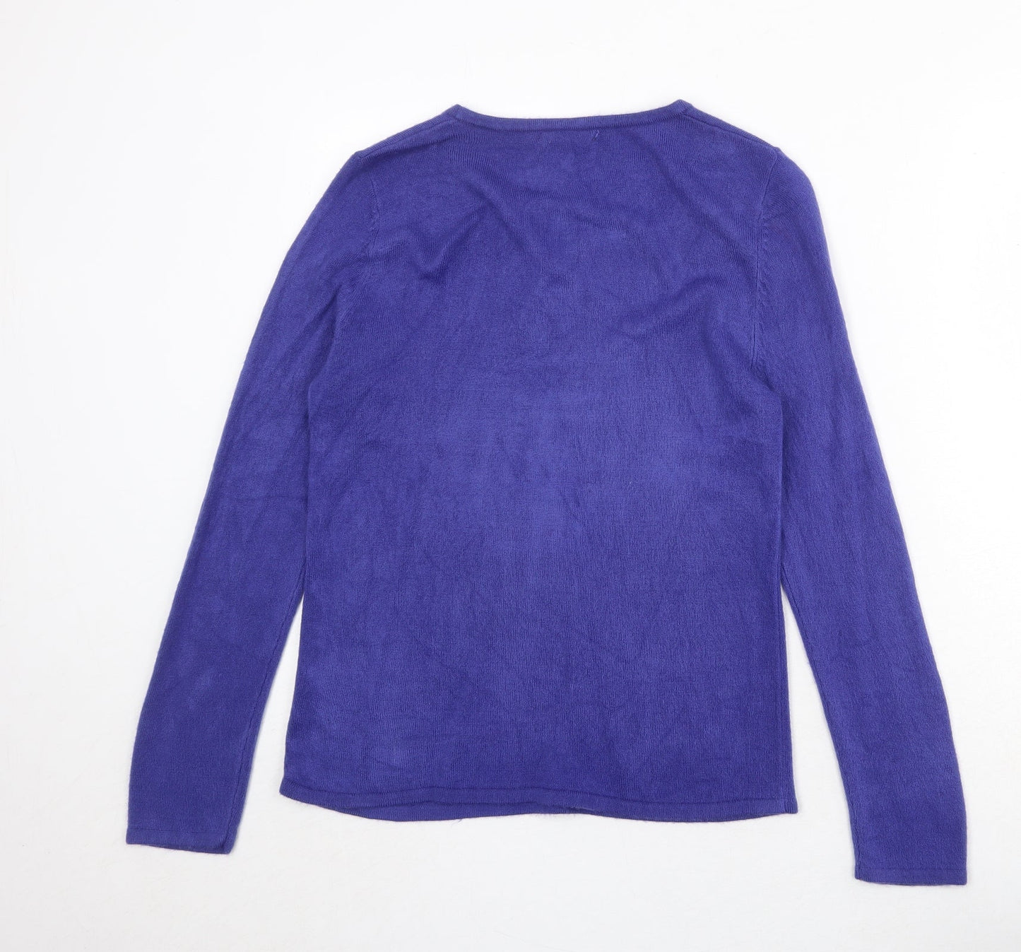 Bonmarché Womens Blue Round Neck Acrylic Pullover Jumper Size S