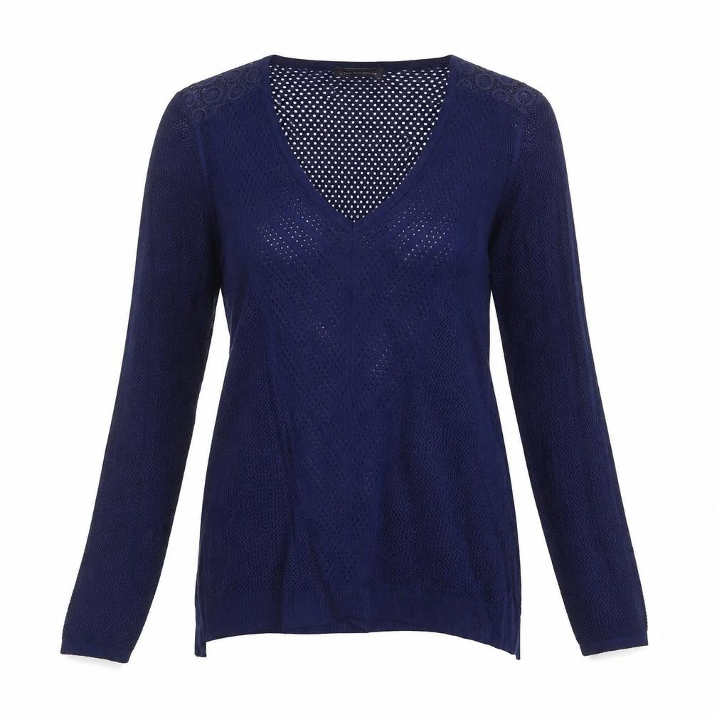 Marks and Spencer Womens Blue V-Neck Viscose Pullover Jumper Size 12