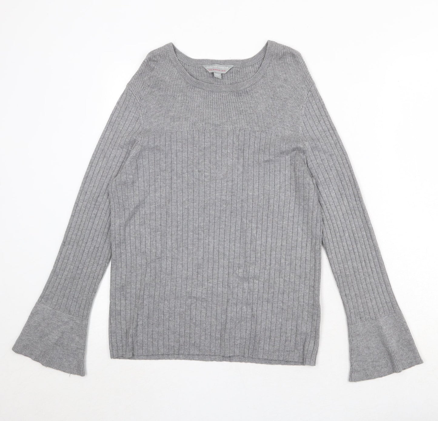 Dorothy Perkins Womens Grey Round Neck Viscose Pullover Jumper Size 12