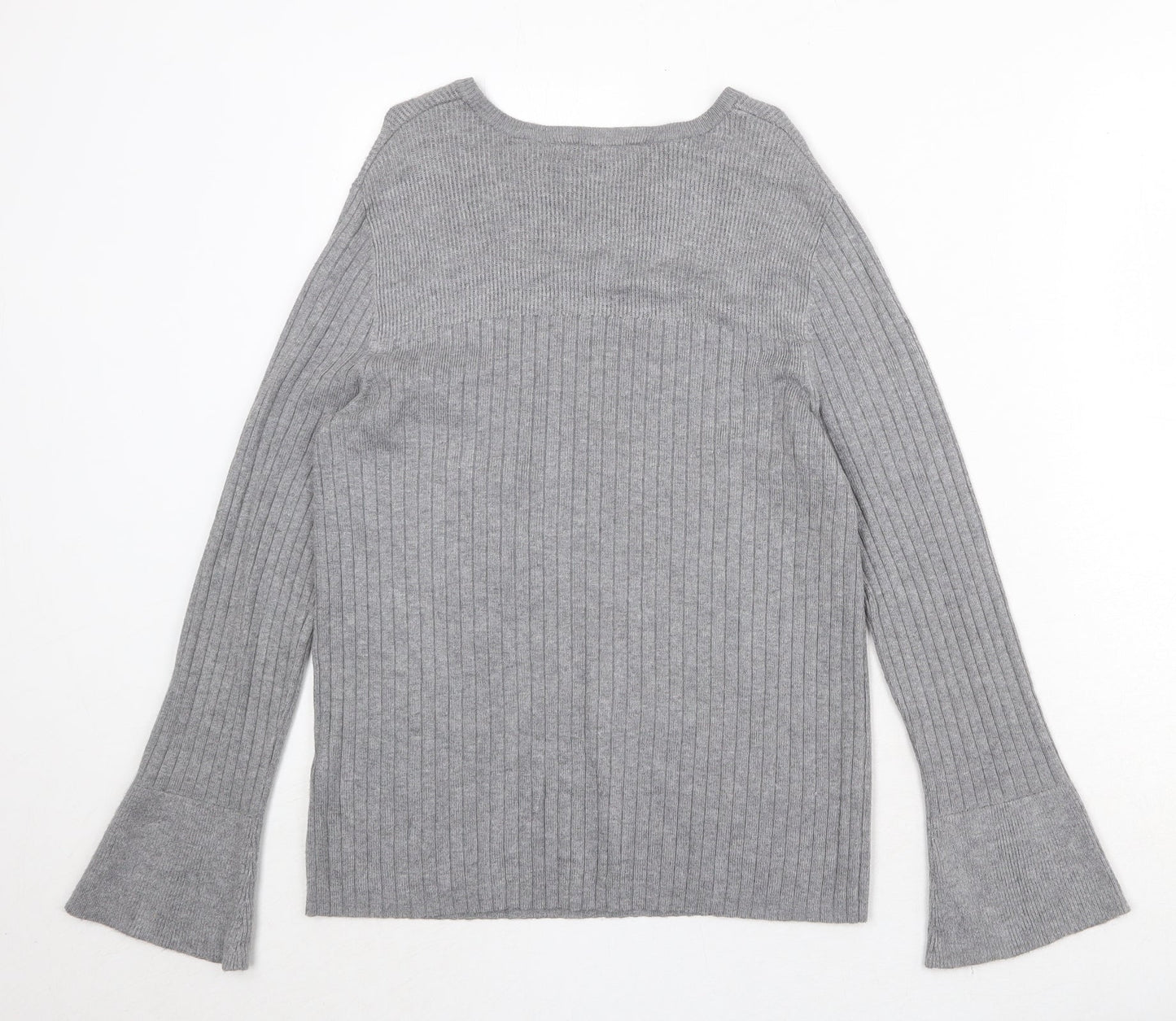 Dorothy Perkins Womens Grey Round Neck Viscose Pullover Jumper Size 12