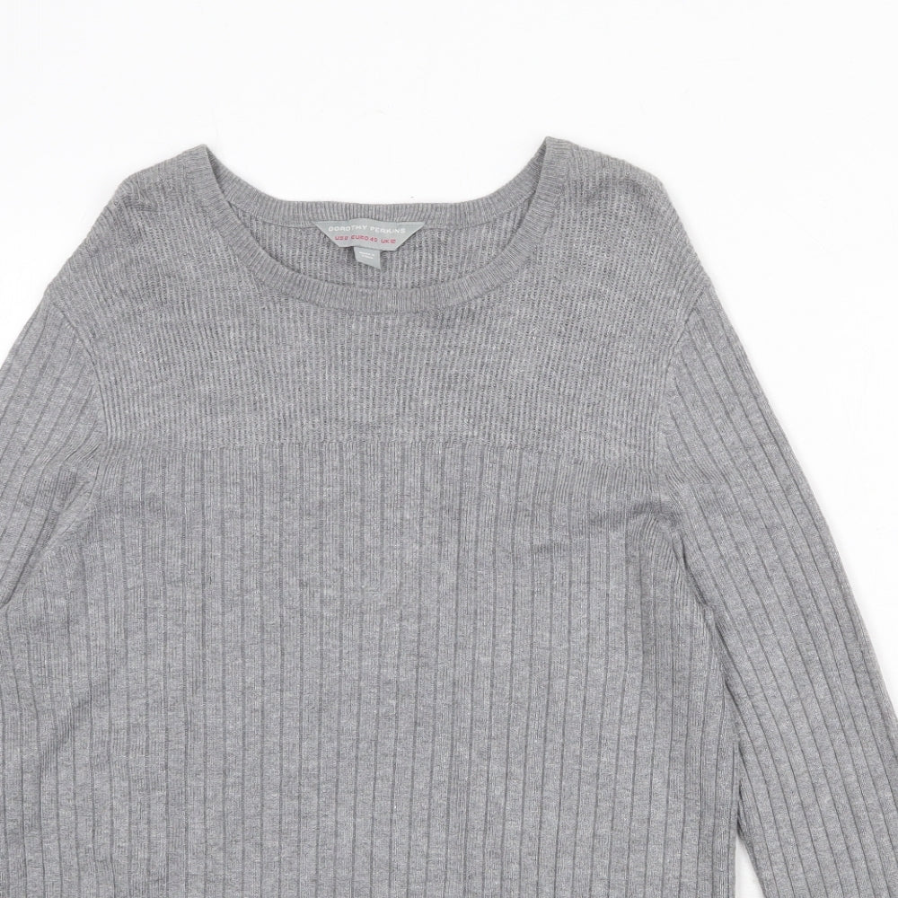 Dorothy Perkins Womens Grey Round Neck Viscose Pullover Jumper Size 12