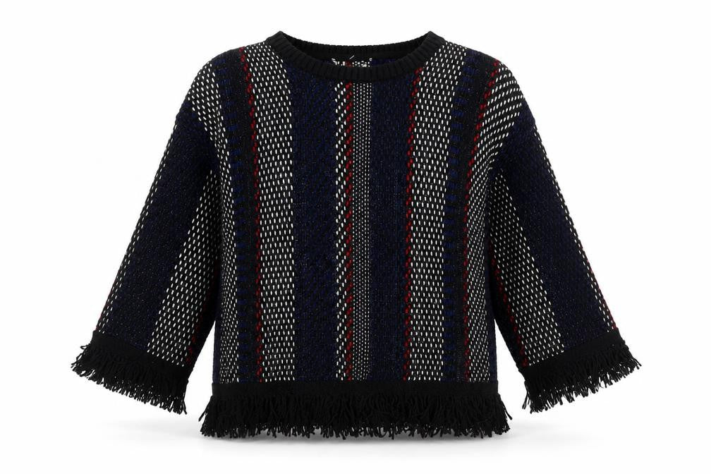 Marks and Spencer Womens Multicoloured Round Neck Striped Acrylic Pullover Jumper Size L