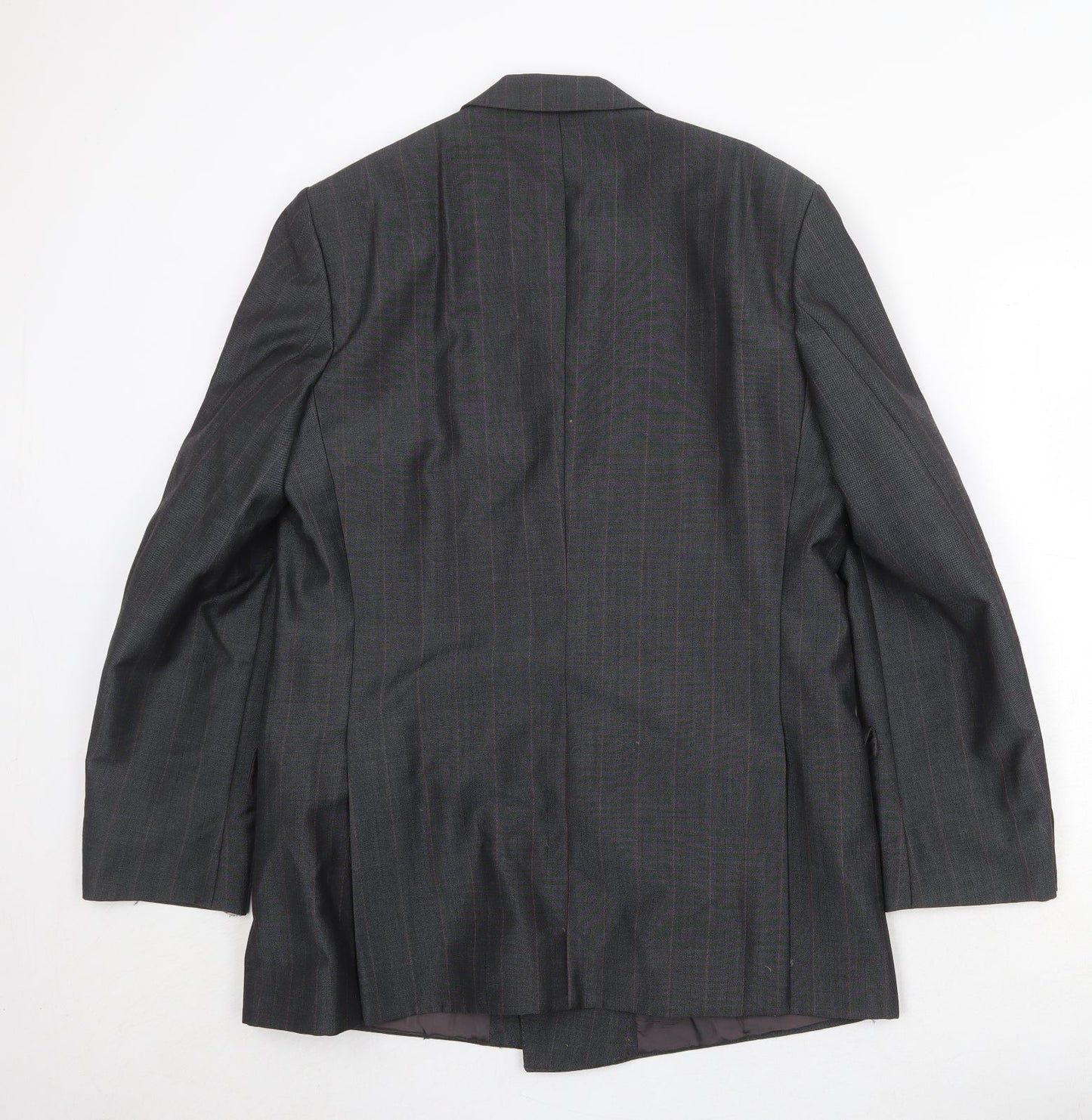 The Label Mens Grey Striped Polyester Jacket Suit Jacket Size 40 Regular