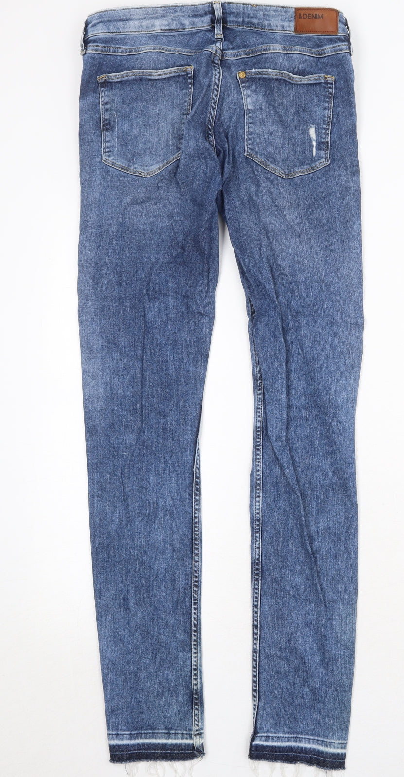 H&M Womens Blue Cotton Straight Jeans Size 31 in Regular Zip