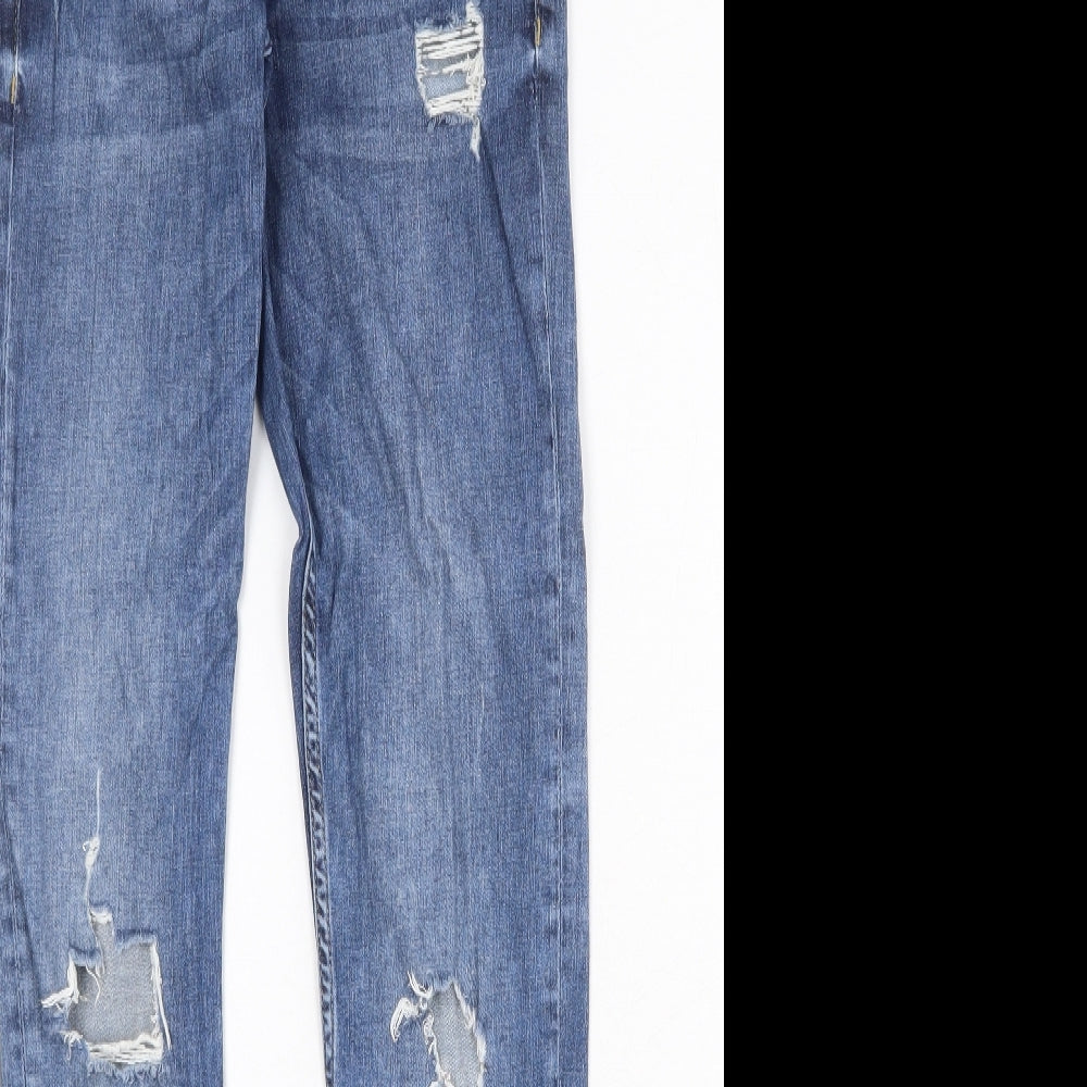 H&M Womens Blue Cotton Straight Jeans Size 31 in Regular Zip