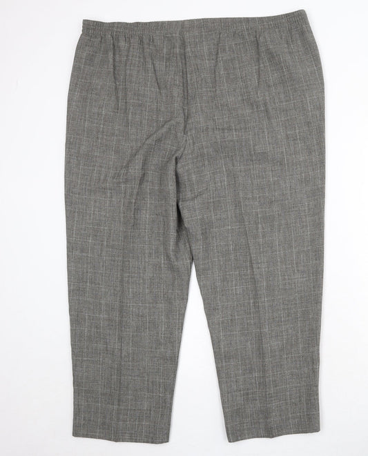 Bonmarché Womens Green Check Polyester Trousers Size 18 Regular