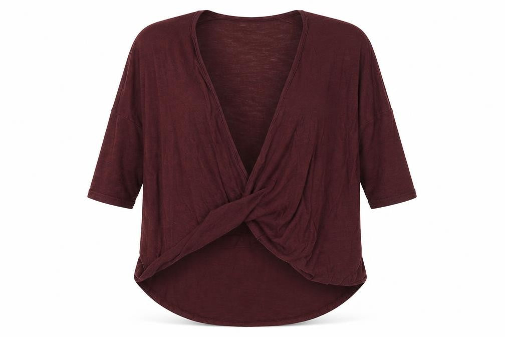 New Look Womens Red Polyester Basic T-Shirt Size 6 V-Neck