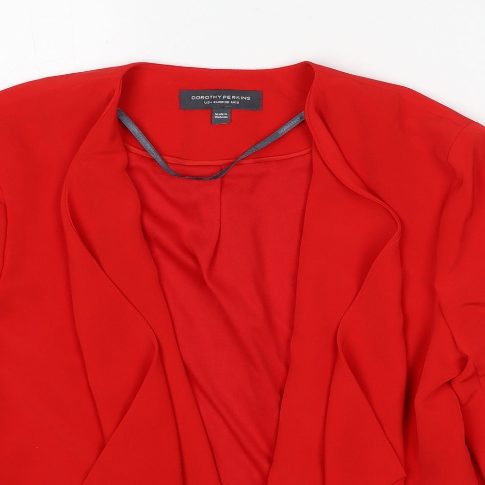 Dorothy Perkins Womens Red V-Neck Polyester Cardigan Jumper Size 8