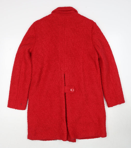 NEXT Womens Red Overcoat Coat Size 10 Button