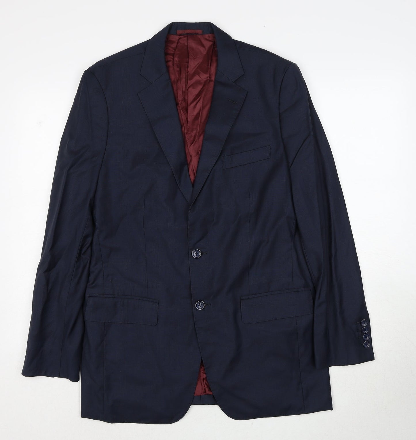 Senszio Mens Blue Wool Jacket Suit Jacket Size 38 Regular