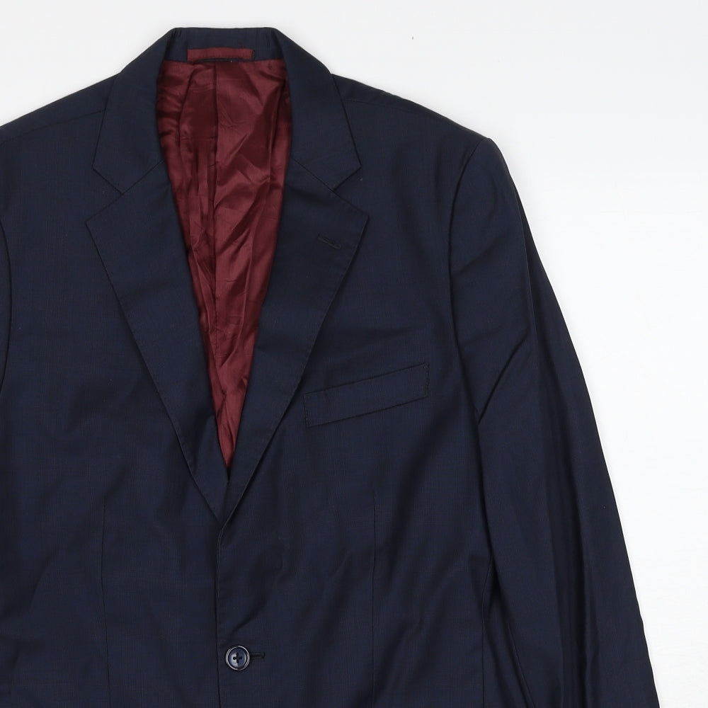 Senszio Mens Blue Wool Jacket Suit Jacket Size 38 Regular