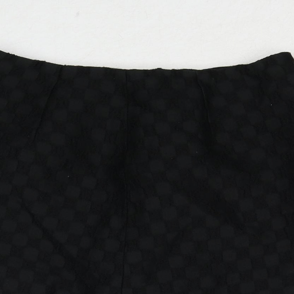 Harrods Womens Black Geometric Polyester A-Line Skirt Size S Zip