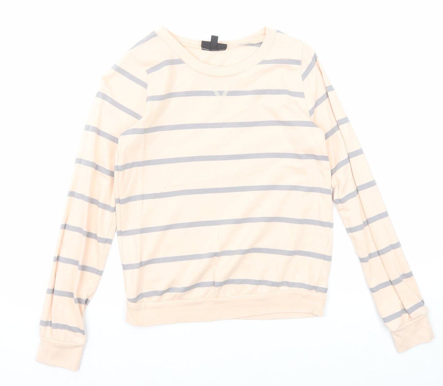 Topshop Womens Pink Striped Cotton Pullover Sweatshirt Size 6 Pullover