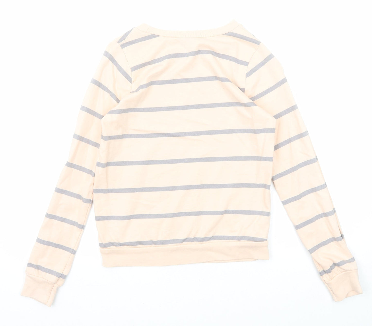 Topshop Womens Pink Striped Cotton Pullover Sweatshirt Size 6 Pullover