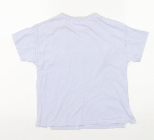 Zara Girls Blue Cotton Basic T-Shirt Size 8 Years Round Neck Pullover - You Are Golden