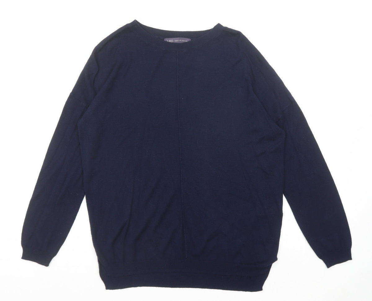 Marks and Spencer Womens Blue Round Neck Acrylic Pullover Jumper Size M