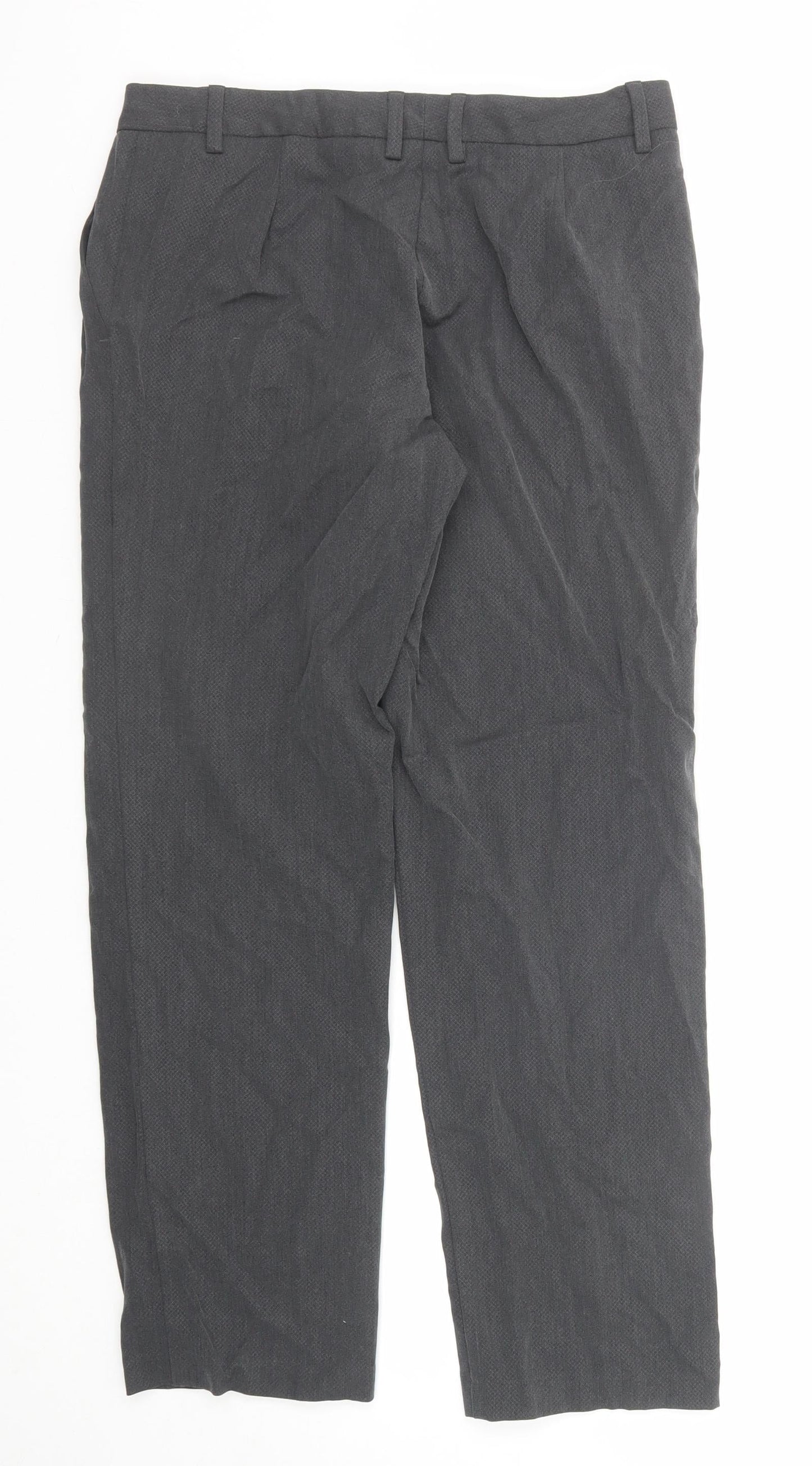 Marks and Spencer Womens Grey Polyester Trousers Size 12 Regular Zip