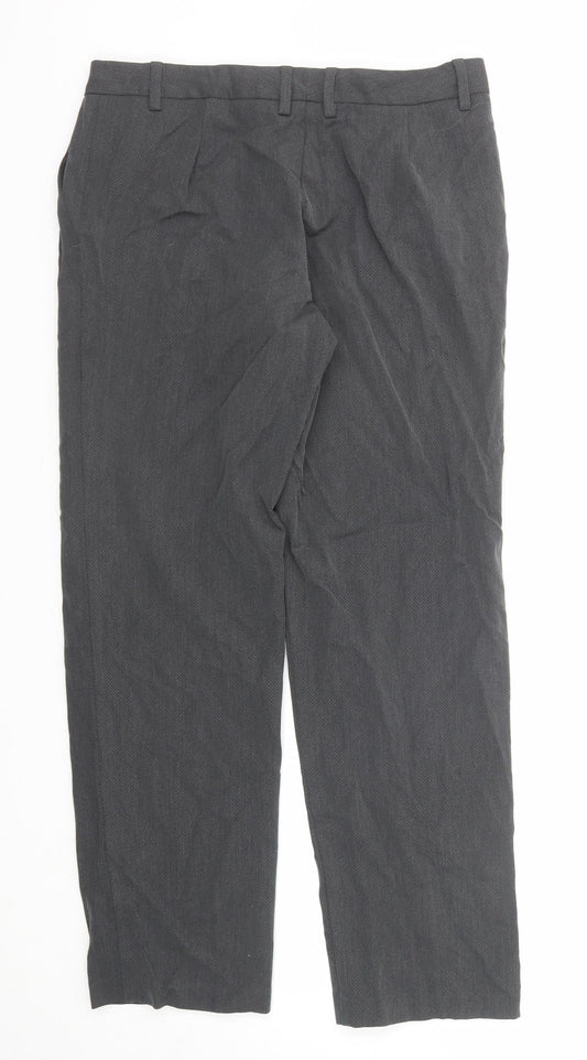 Marks and Spencer Womens Grey Polyester Trousers Size 12 Regular Zip
