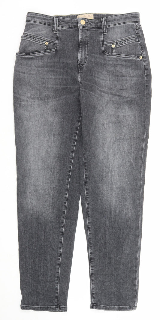 Sylvie Meis Womens Black Cotton Straight Jeans Size 30 in Regular Zip