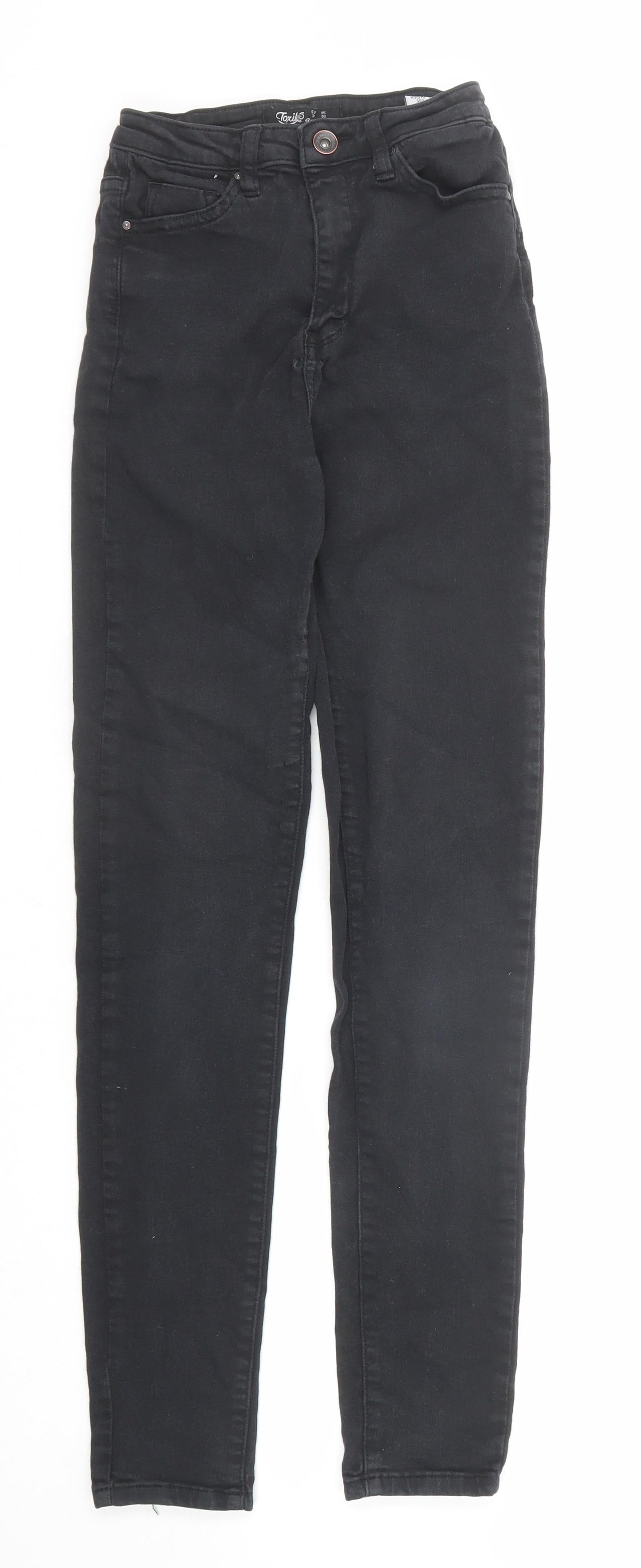 Toxik3 Womens Black Cotton Skinny Jeans Size 8 Regular Zip
