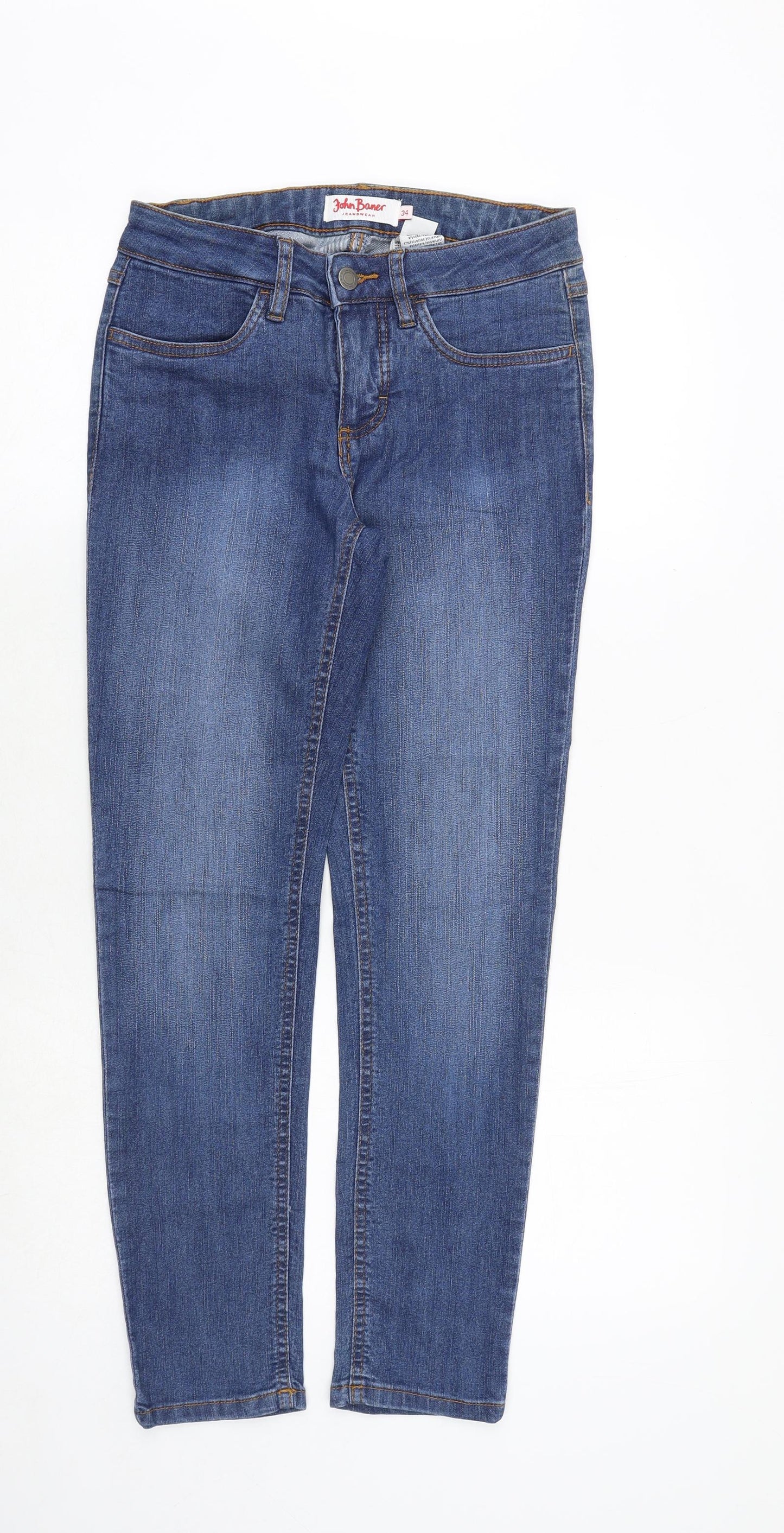John Baner Womens Blue Cotton Straight Jeans Size 6 Regular Zip