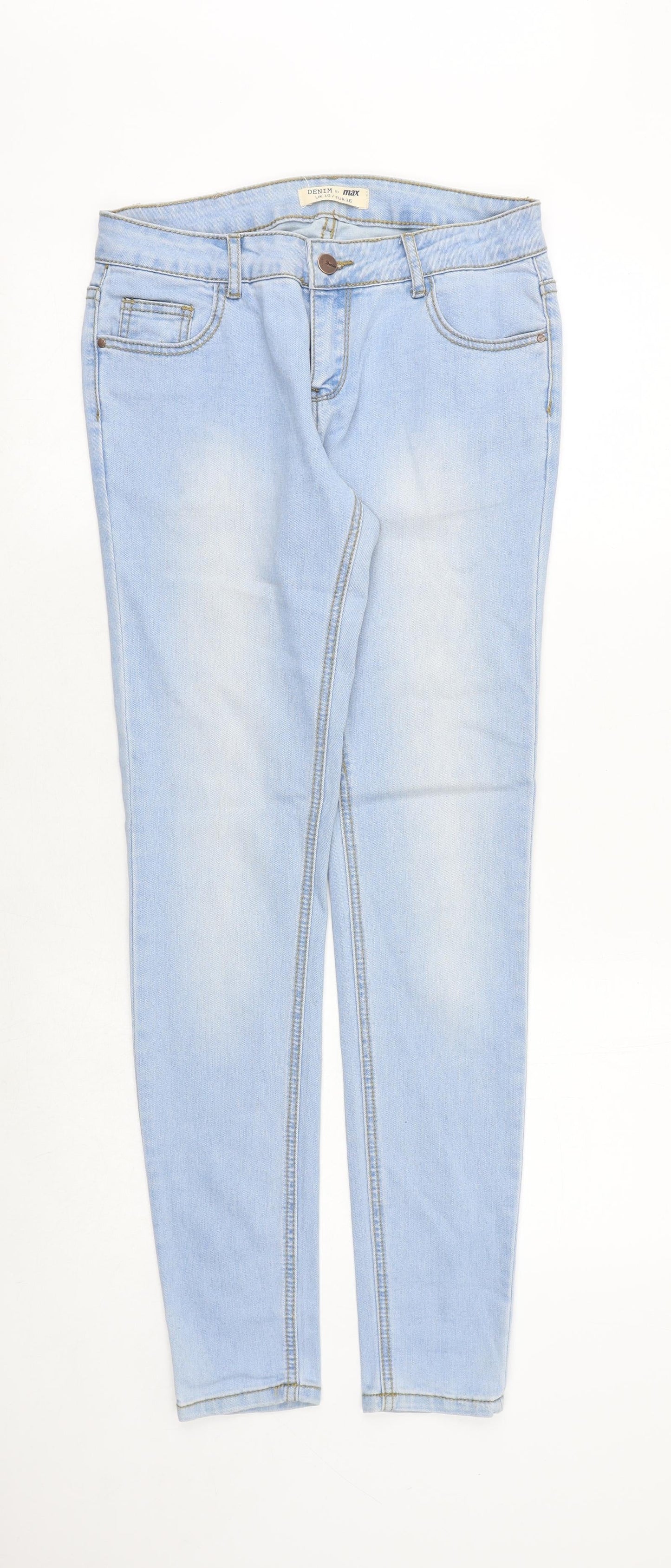 Max Denim Womens Blue Cotton Skinny Jeans Size 10 Regular Zip