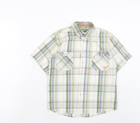Dunnes Stores Boys Green Plaid Cotton Basic Button-Up Size 10 Years Collared Button