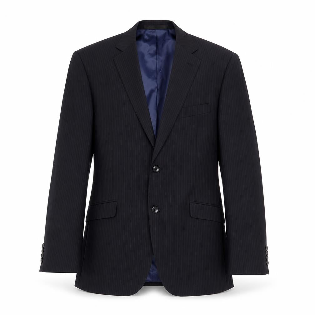 Marks and Spencer Mens Blue Striped Polyester Jacket Suit Jacket Size 40 Regular
