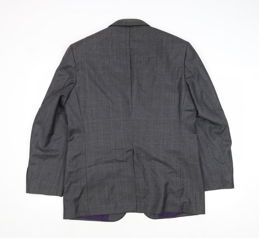 Marks and Spencer Mens Grey Plaid Wool Jacket Suit Jacket Size 40 Regular